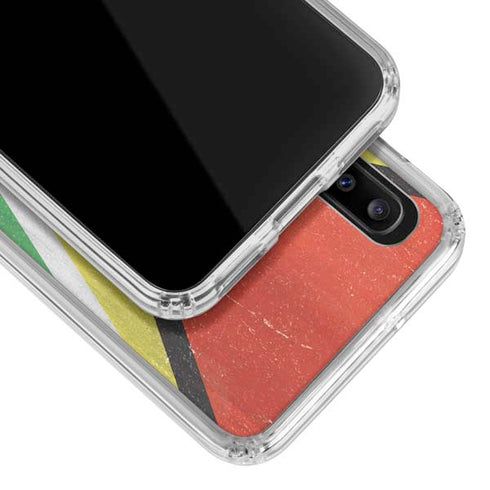 Guyana Flag Distressed Galaxy A30 Clear Case